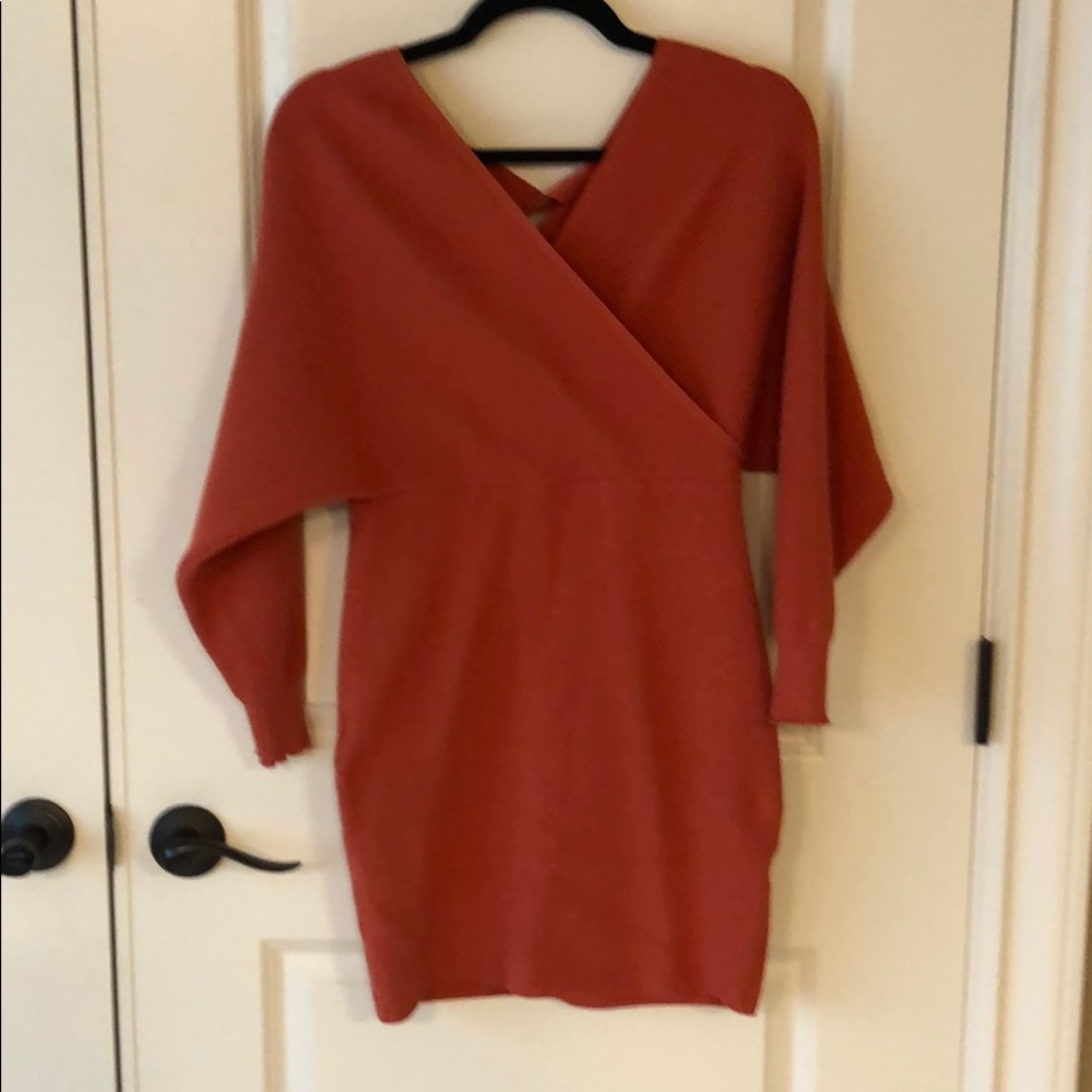 Burnt orange sweater dress